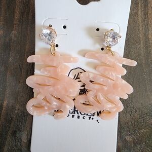 Women’s Pink Acrylic Dangle Earrings with Crystal Stud